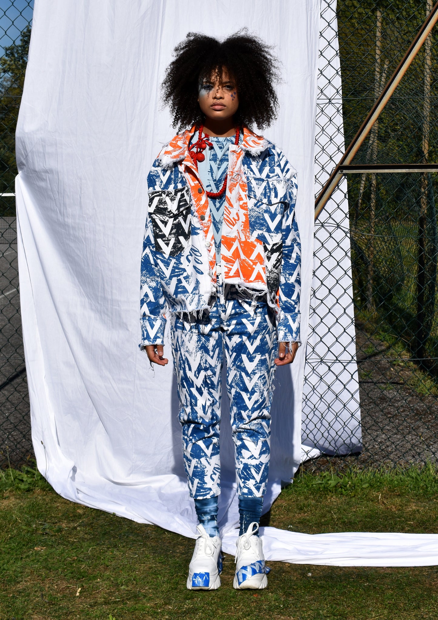 Chevron Denim Jacket