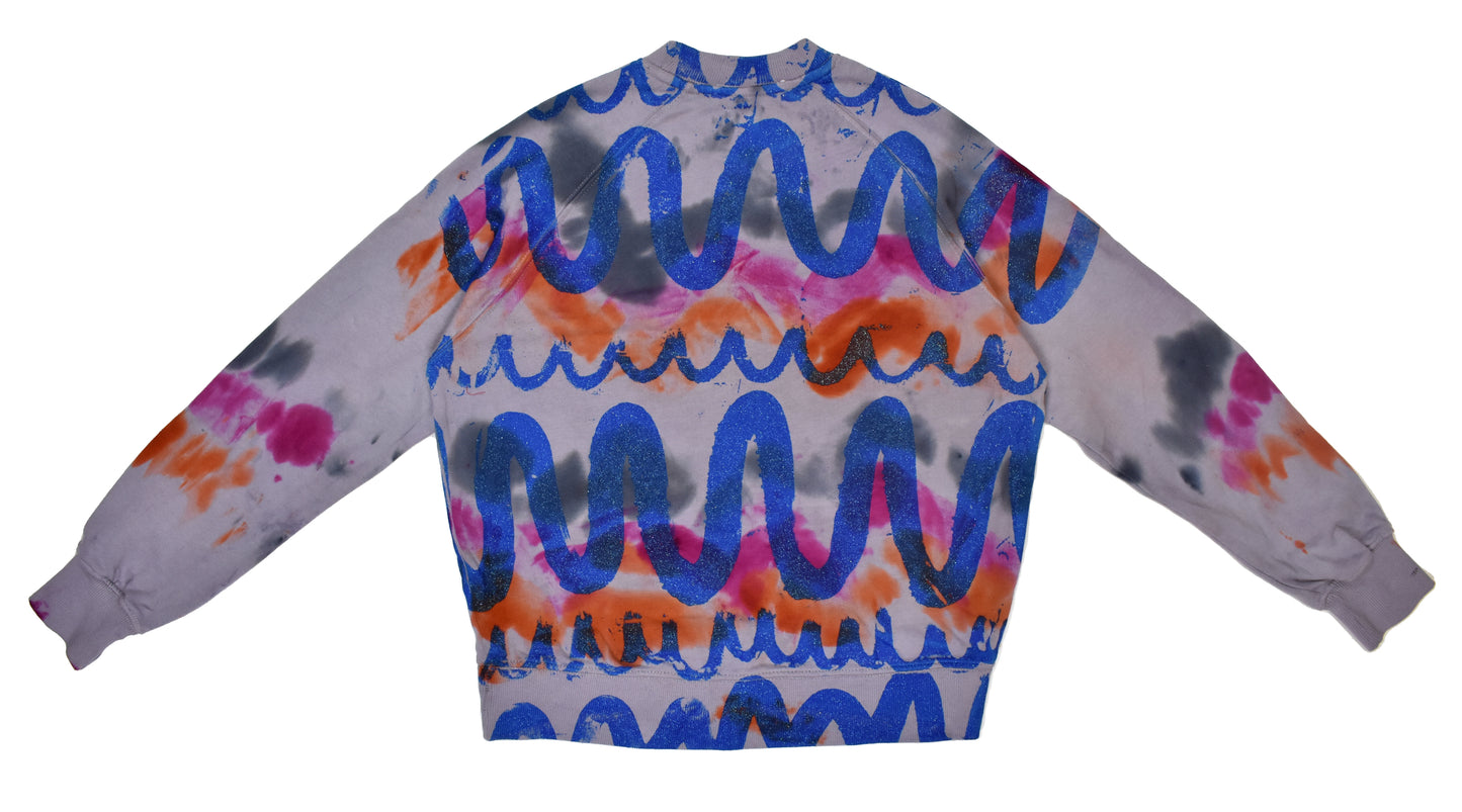 Blue Glitter Wavy Sweatshirt