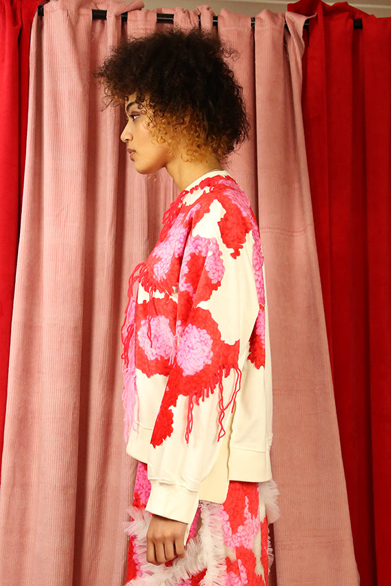 Red Tufting Sweatshirt