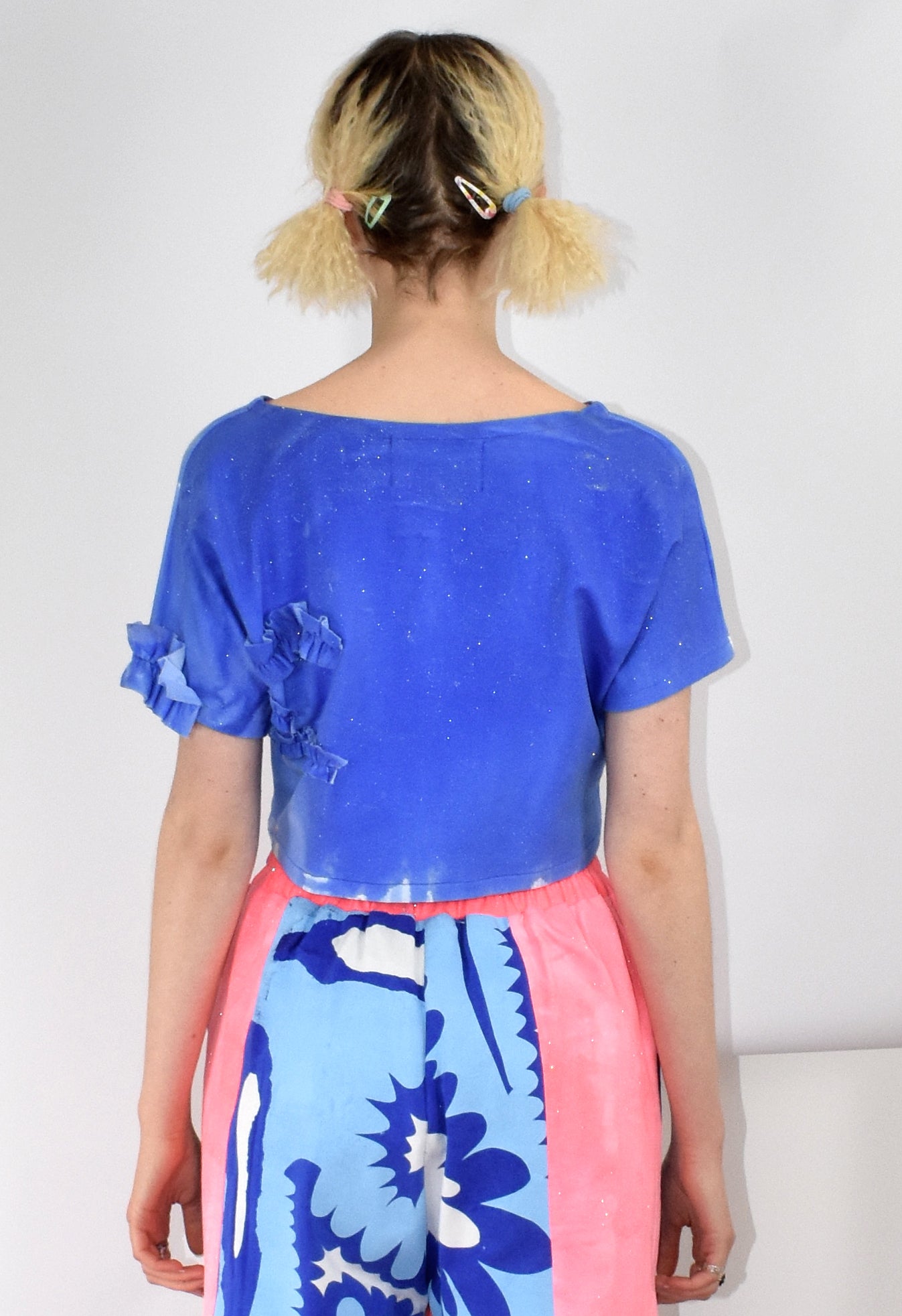 Blue Frills Glitter Top