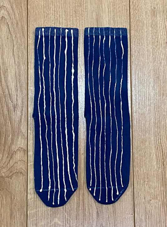 3D stripe indigo socks
