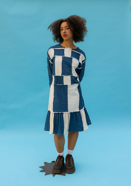 Indigo Battenberg Dress