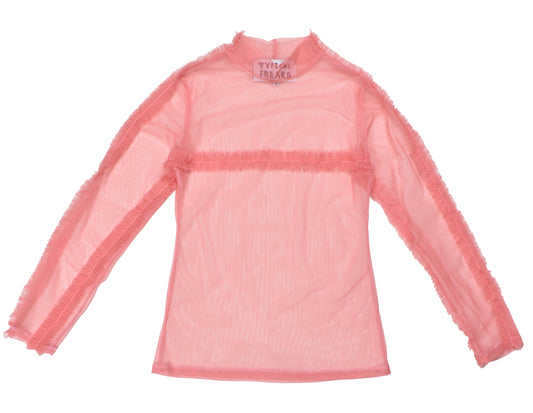 Pink Frill Mesh Top